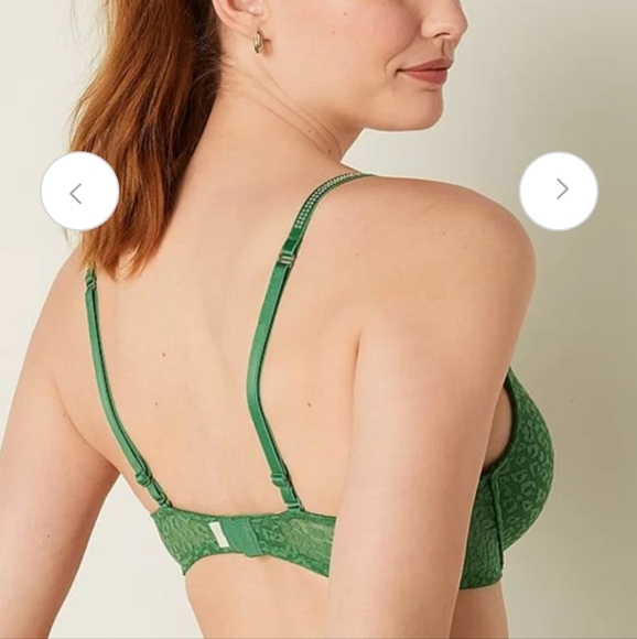 Victoria's Secret Green Textured Animal Print Underwire Bra Sexy Girly Lingerie - Picture 9 of 9